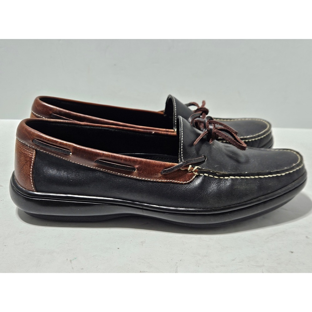 Cole Haan Loafers Mens 11M Black Brown Leather Bow Boat Shoes C08940 - Picture 4 of 9